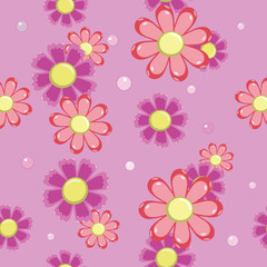seamless background of pink and red flowers vector