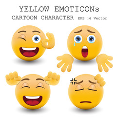 Yellow emoticon cartoon character eps 10 vector