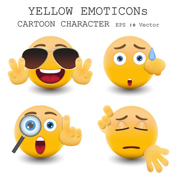 Yellow emoticon cartoon character eps 10 vector