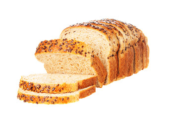 Sliced bread on white background