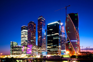 Skyscrapers of  city business center at night