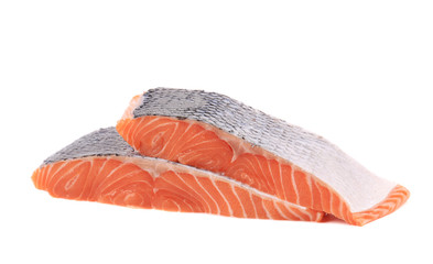 Fresh sliced salmon fish.