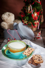 waiting for Santa Claus with a glass of milk
