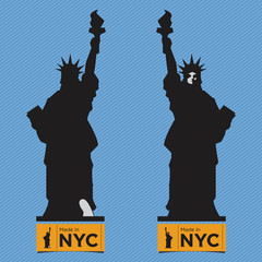 Flat Icon of  Liberty  Statue, Front View and Back View, Vector