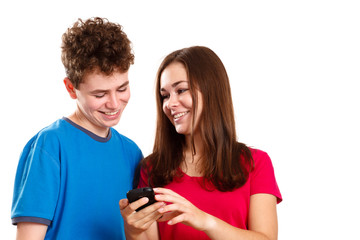 Teens using smartphone