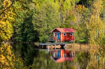 Foto op Aluminium Traditional Swedish summer cottage during autumn © rolf_52