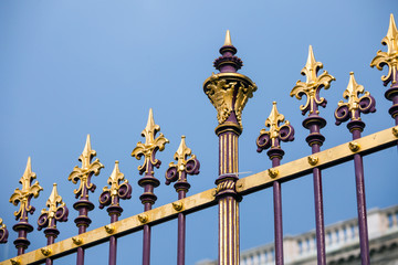 Congress Center golden fence and architecture detail in Vienna