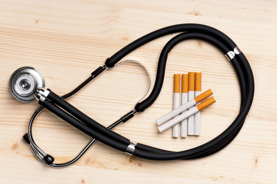 Stethoscope and cigarette