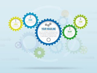Infographic background vector template with cogs and gears