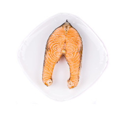 Grilled salmon steak.