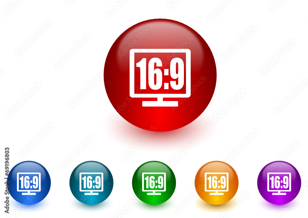 Aufkleber 16 9 display icon vector set