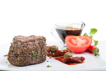 Steak on white background