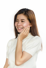 Asian woman in  happy.