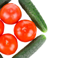 Close up of tomato and cucumber.