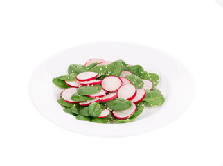 Radish salad with spinach.