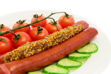 grilled sausages with salad