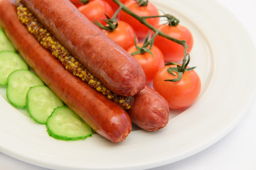 grilled sausages with salad