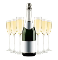 Champagne bottle and champagne glass