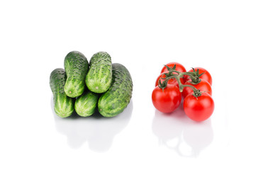 Close up of tomato and cucumber.