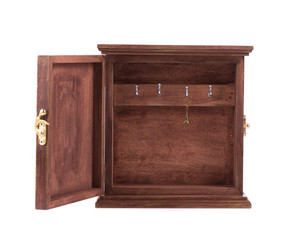 Open old wooden box.