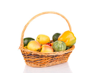 Ripe harvest in wicker basket.