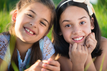 Portrait of two hispanic teen girls