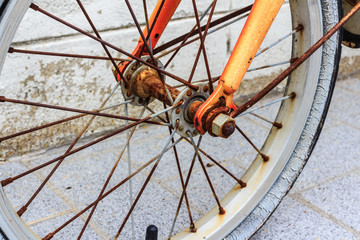 Old Bicycle Wheel - Stock Image