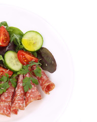 Salad with salami.