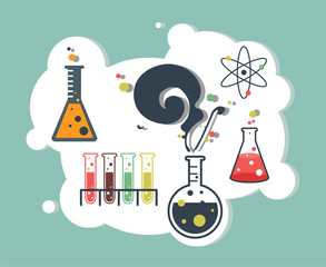 Old science and chemistry infographic laboratory - 69204627