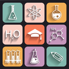 Colored chemistry icons  for learning and web applications - 69204636