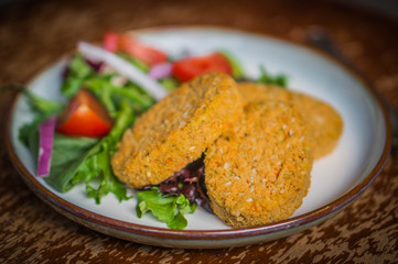 Chicken nuggets with salad