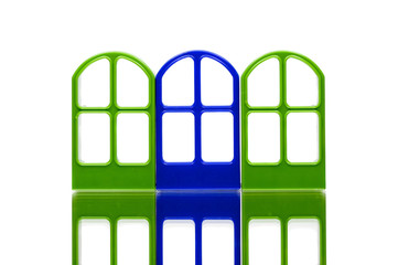 Three gates of green and blue color