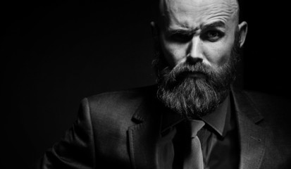 bearded in a suit and tie, businessman