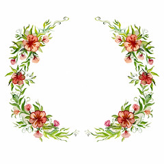 watercolor bright beautiful flower wreath