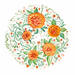 Beautiful floral ornament round shape