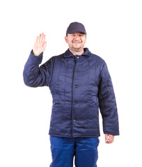 Worker in winter workwear.