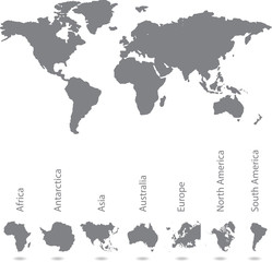 Illustrated map of the world with all continents