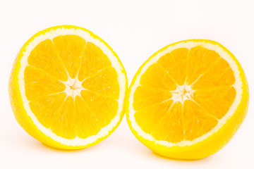 sliced of orange on white background