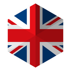 UK Flag Hexagon Flat Icon Button