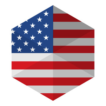 USA Flag Hexagon Flat Icon Button