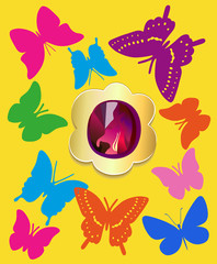 Flat butterflies gemstone set