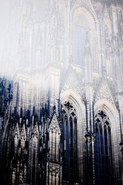 Cologne Cathedral with white light from heaven