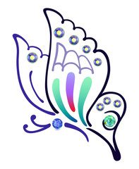 Strass colored outlined front side butterfly