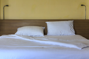 Double comfortable bed in hotel