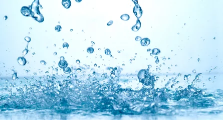 Schilderijen op glas water splash drop blue liquid © Lumos sp