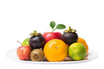 Group fruits on dish ware