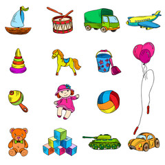 Toys Sketch Icons Set