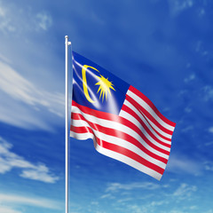 Waving  Malaysian flag