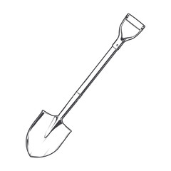 Shovel isolated on a white background. Line art. Modern design