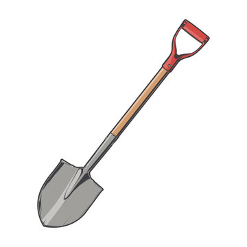 recommend clip art: Shovel isolated on a white background. Color line art